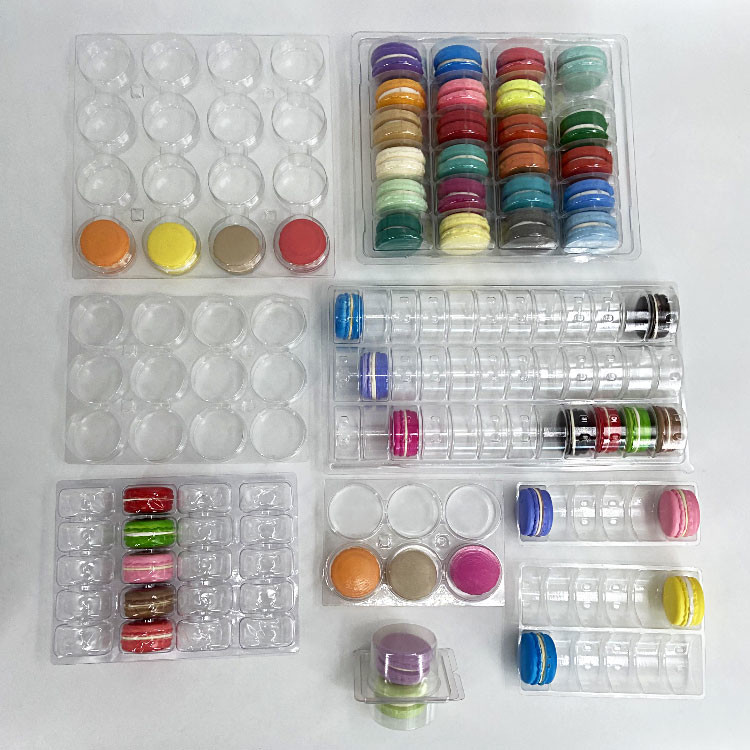 Customized Transparent Macaron Box Eco Friendly Hinged Clamshell Lightweight