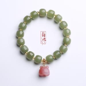 Wholesale Handmade Men'S Woman'S Agate Beaded Bracelet Agate Crystal Bead Carvings Polished Green Crystal Bracelets For Meditation Decoration from china suppliers