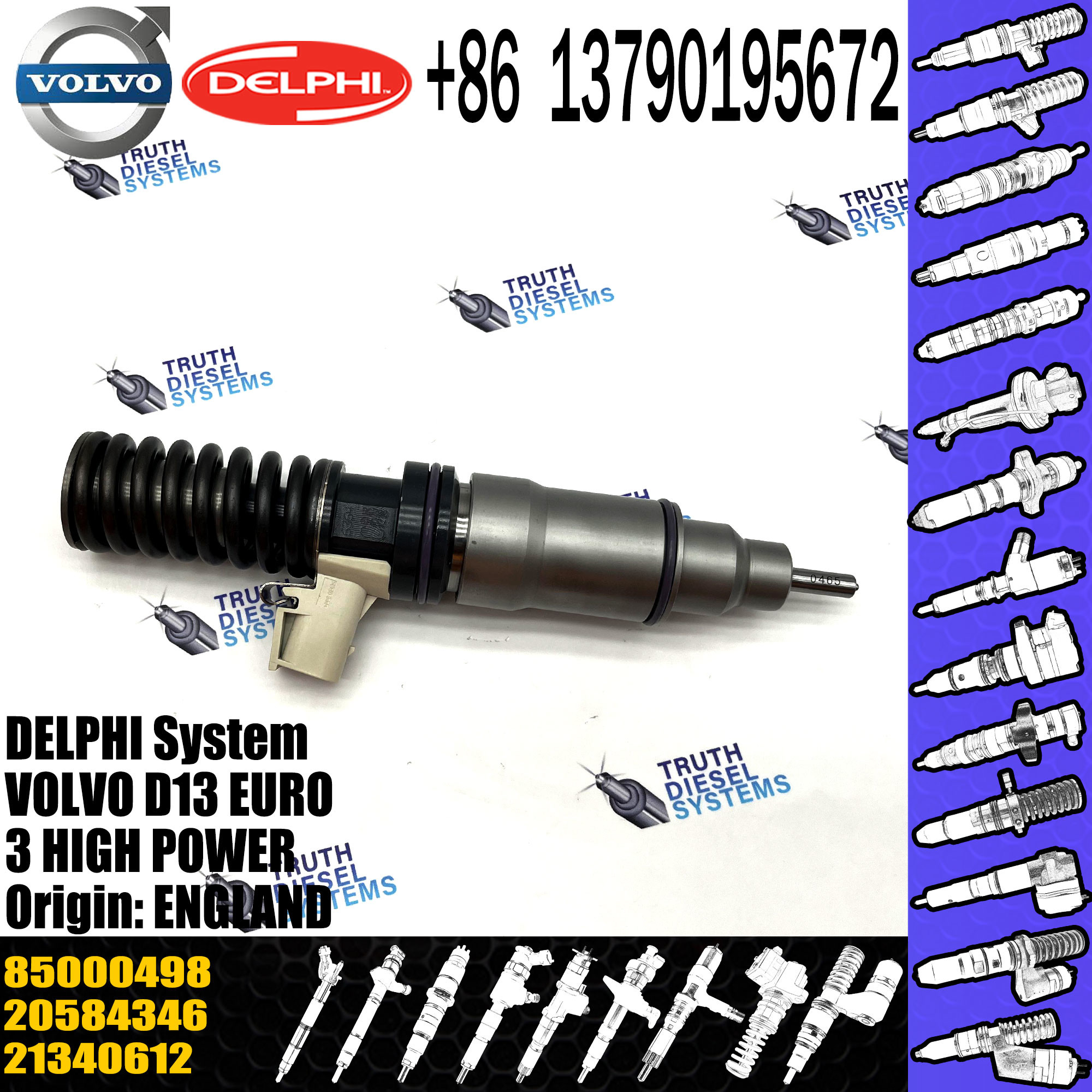 Fuel Injector BEBE4D08002 20584346 85000498 For VOL D13 EURO 3 HIGH POWER