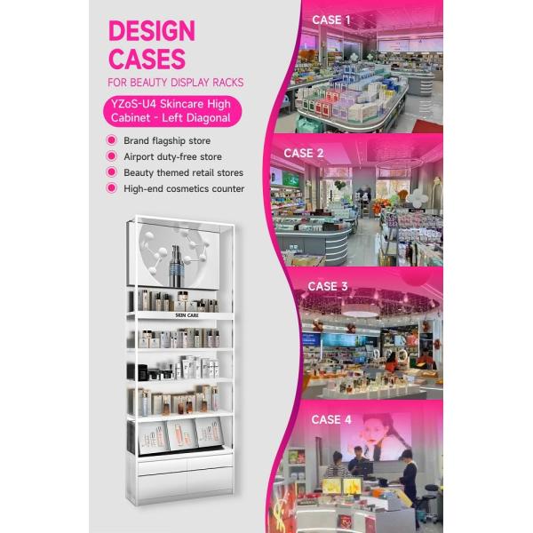 YZoS-U4 900*60*540 Full-Edge Light Box Skincare Display Cabinet with Top Hinges