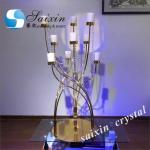 9 Arm Gold Metal Candelabra Luxury Candles Decor Antique Crystal Candle Holders