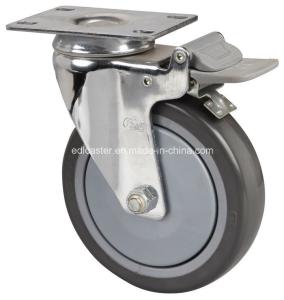Wholesale Durable 100mm Plate Brake PU Caster for Edl Chrome 5724-77 Heavy Duty and High Load from china suppliers
