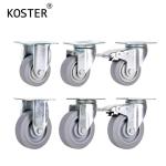 75mm 3inch Platform Trolley Furniture TPR Soft Grey Rubber Plate Swivel Caster