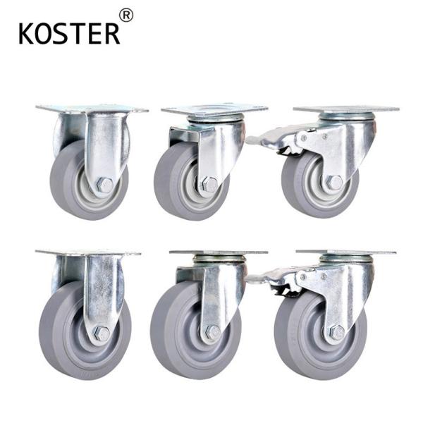 75mm 3inch Platform Trolley Furniture TPR Soft Grey Rubber Plate Swivel Caster