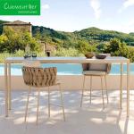 Customized Color Aluminum Frame Woven Rope Bar Stool Chair for Hotel Courtyard