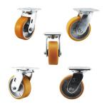 125mm PU Wheel Top Plate Braked Swivel Castors Tread On Type