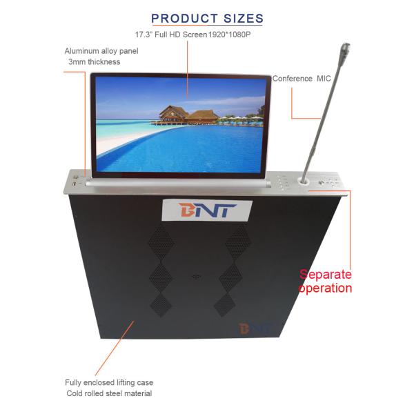 BNT popular LCD monitor motorized lift mechanism with conference microphone for AV solution
