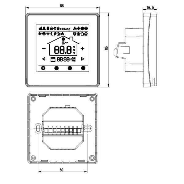 Programmable Underfloor Heating Thermostat 16A With Black / White Color