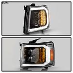 Waterproof Head Lights Gun Metal w/ Dual Projector LED Signal Headlamps w/ Clear