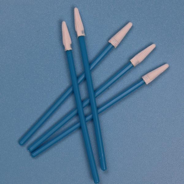 Lint Free Double Layers Knitted Polyester Tip Swab Small Pointed Cleanroom Swab With Blue Handle