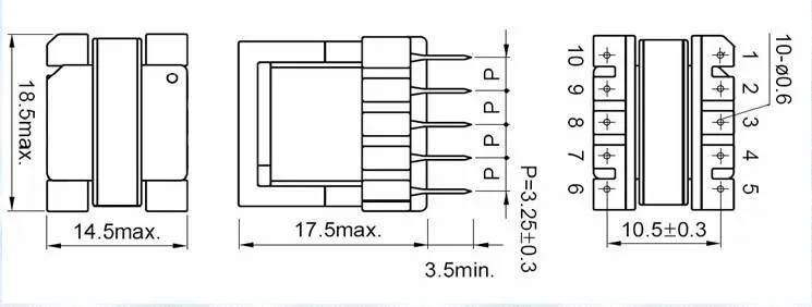 Horizontal Ee16 High Frequency Transformer with Fly-Line