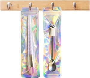 Wholesale Gift Cosmetic Packaging Bag Smell Proof Holographic Clear Cosmetic Brush Pen Mylar from china suppliers