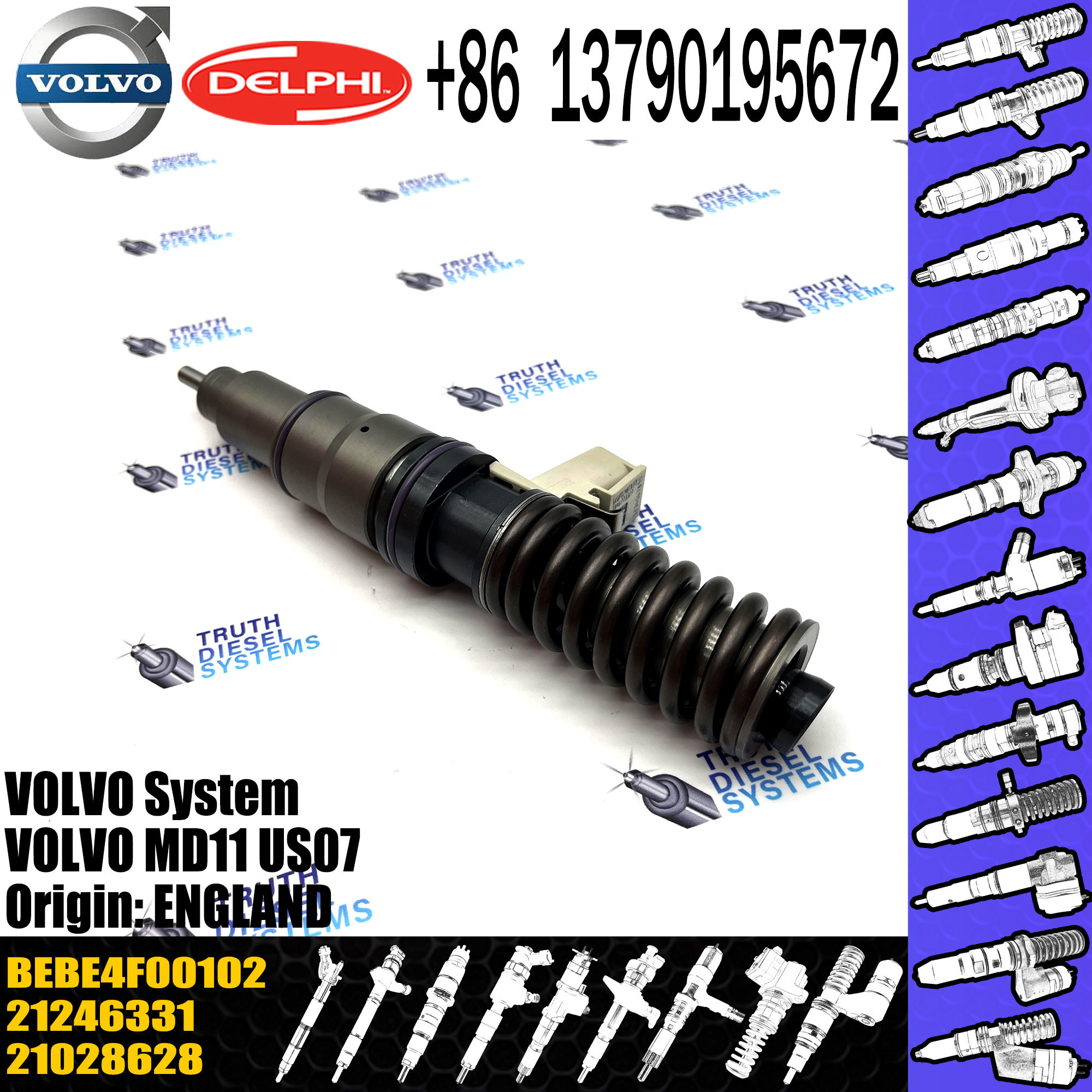 Diesel Fuel Injector 21246331 21028628 BEBE4F00102 For VOL MD11 US07
