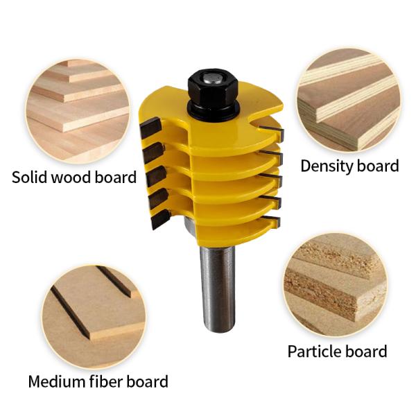 8mm 12mm 1/2 Inch Shank Wood Milling Cutter 3 Teeth Adjustable Finger Joint Router Bits Tenon Tool for Woodworking Tools