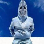 Women's Plus Size Y2k Punk Streetwear Crop Top Hoodie with Bling Skull