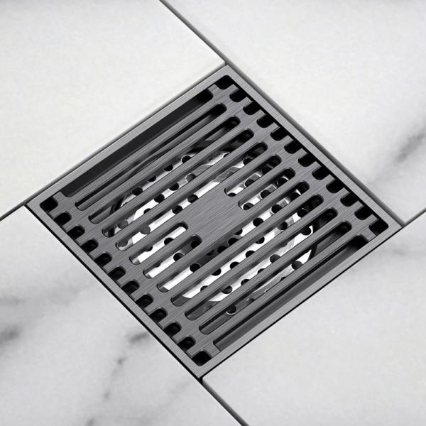 Modern Brass Bathroom Shower Drain , Square Floor Drain With Sink Hygienic Cover