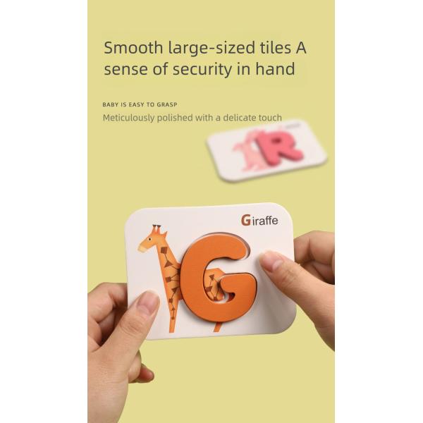 Wooden Number Alphabet Cognitive Education Matching Card Children's Early Education Stereo Two Sided English Word Puzzle Toys