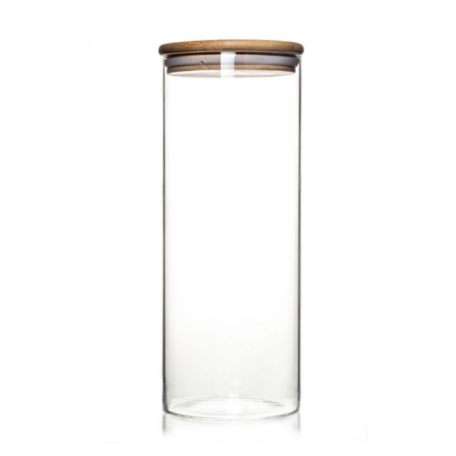Professional Made Jar Food Storage Canister Transparent Borosilicate Glass With Bamboo Cover