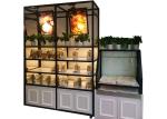 Metal Wooden Food Store Shelving LED Light Bread Display Rack With Three Layer