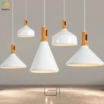E26 Aluminum Wood Modern Pendant Light For Hotel Living Room