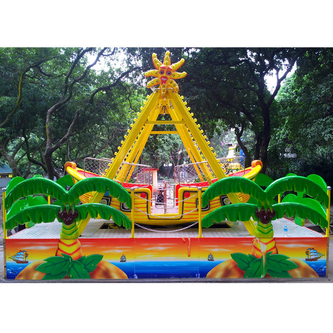 Red and yellow color good fiberglass quality pirate ship for amusement park family fun