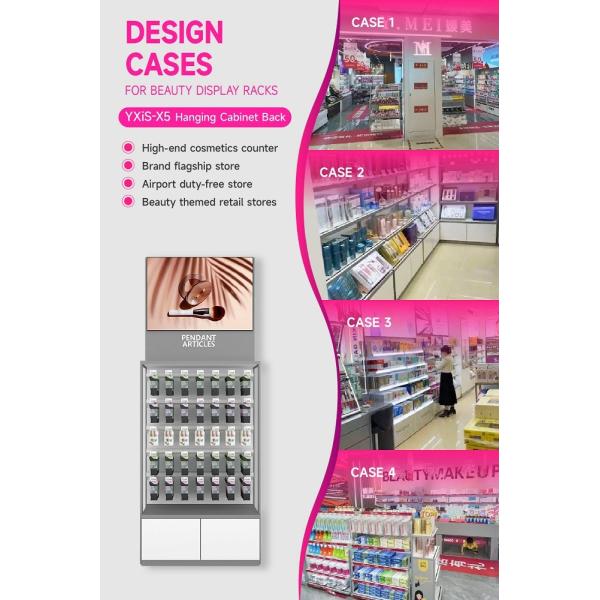 YXiS-X5 Matte White Hooks Skincare Display Cabinet with Adjustable Hanging Rods