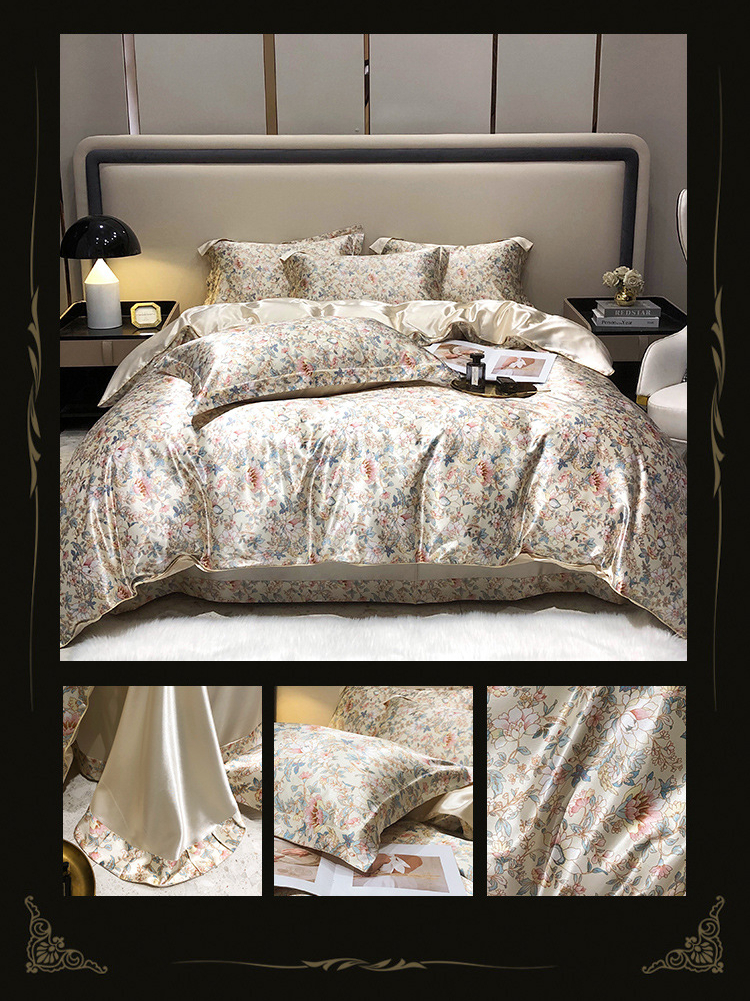 Diagonal Printing Mulberry Silk Fitted Sheet Set for 100% Silk Bedding in Market