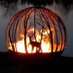 OEM Wood Burning Corten Steel Fire Globe Winter Sphere Shaped Fire Pit