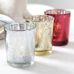 Christmas Tea Light Mercury Glass Votive Candle Holders 82ml Customized Color