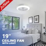 19 Inches LED Ceiling Fan , Quiet Dc Motor Flush Mount Ceiling Fan With Light
