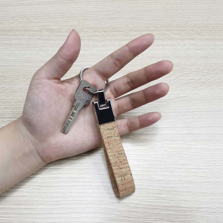 Cork Plain Leather Keyring 12mm Bulk Leather Keychains Souvenir Advertising Gift