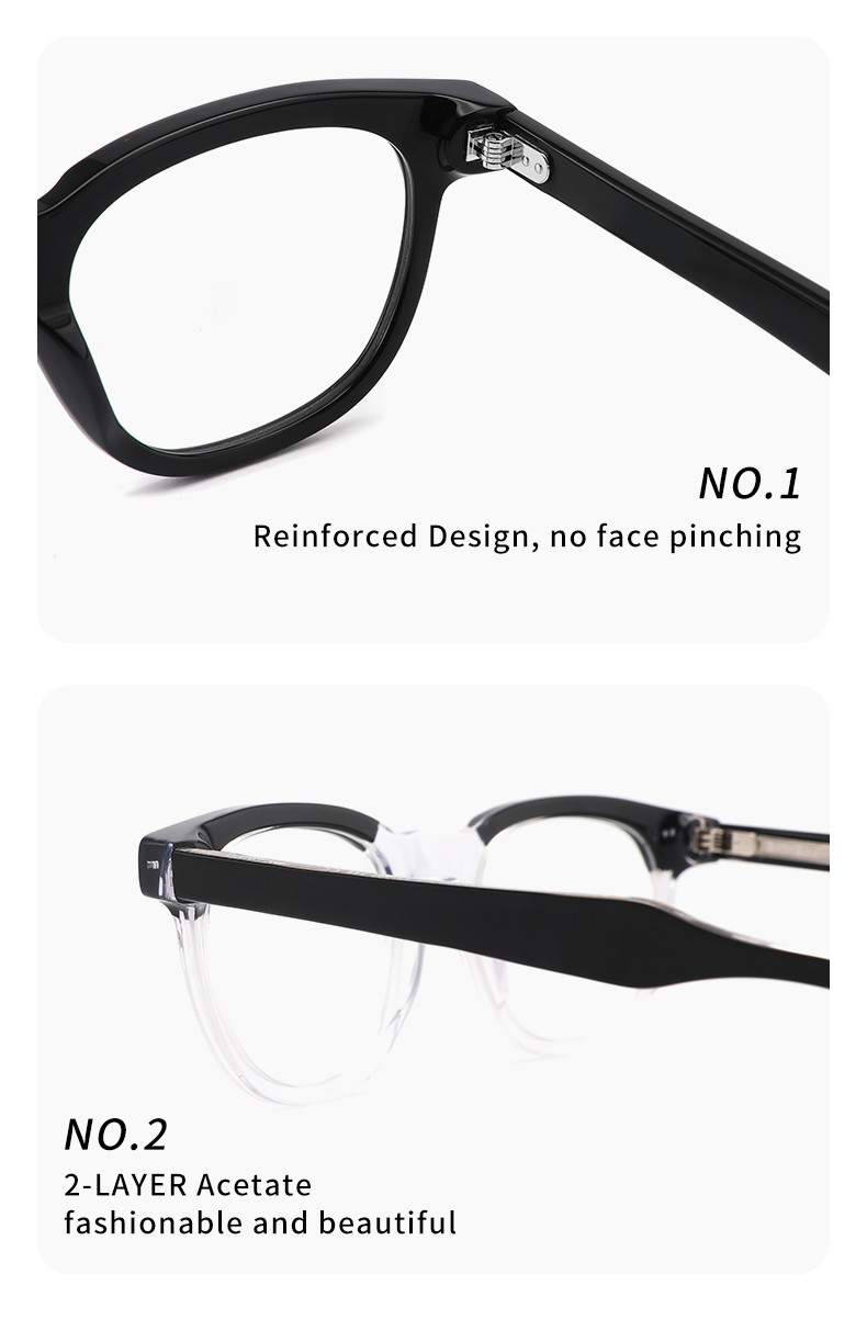 Non Prescription Round Optical Glasses Women Acetate Clear Lens Eyewear 48mm 21mm 145 mm