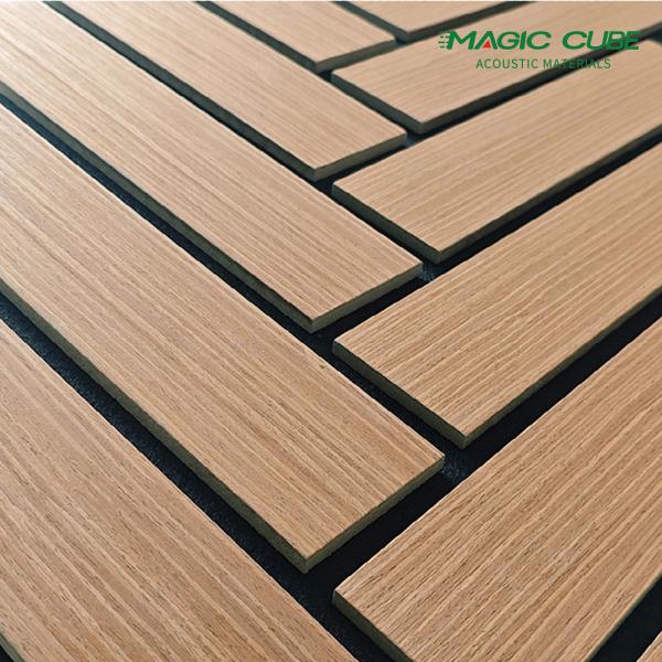 Walnut Wood Slat Acoustic Panel with Polyester Acoustic Wall Panels For