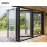 Thermal Break System Sliding Folding Door Aluminum Double Glass For Entrance Bi