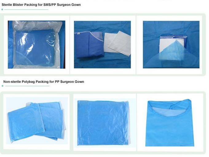 Non Toxic Blue Isolation Gowns , Disposable Plastic Coveralls Fluid Resistant