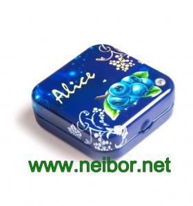Wholesale pocket size square shape hinged mint tin box with shining Diamond decoration from china suppliers