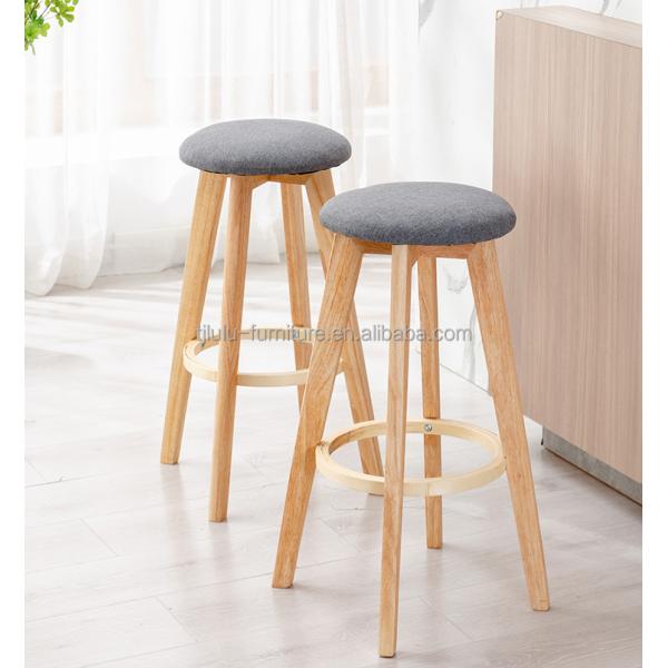 Commercial Furniture Modern Design Solid Wood Bar Stool High Chair for Bar