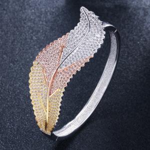 Wholesale Leaf Zirconia Bracelet for Women Silver Color Water Drop CZ Bracelets CZ Stone Leaf Setting Crystal Flower Party Jewelry from china suppliers