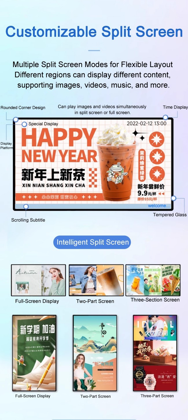 ZXTLCD Advertising Device Floor Stand Kiosk Totem , 4K Ultra HD LCD Advertising Display
