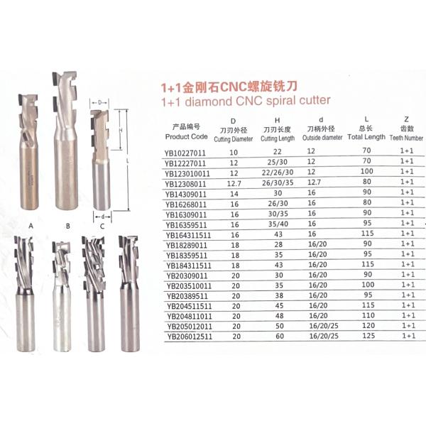 Diamond PCD Spiral Router Bits MDF Laminated Board Cnc Engraving Bits For Wood