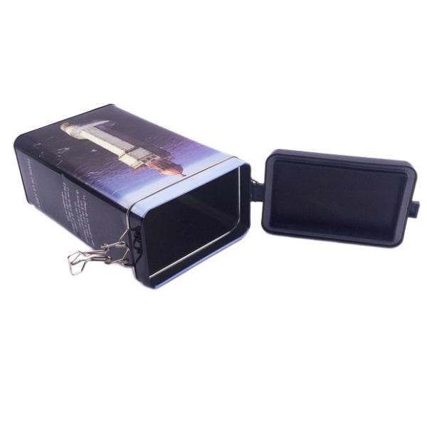 Rectangular Embossed Shortbread Cookie Gift Tin Packaging With Airtight Clip Lid