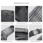 Thread Pattern Men's Travel Waist Bag Large Capacity PU Leather Crossbody Bag
