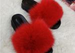 Summer Lady Sandals Womens Fox Slippers , Super Soft Fuzzy Slide Slippers
