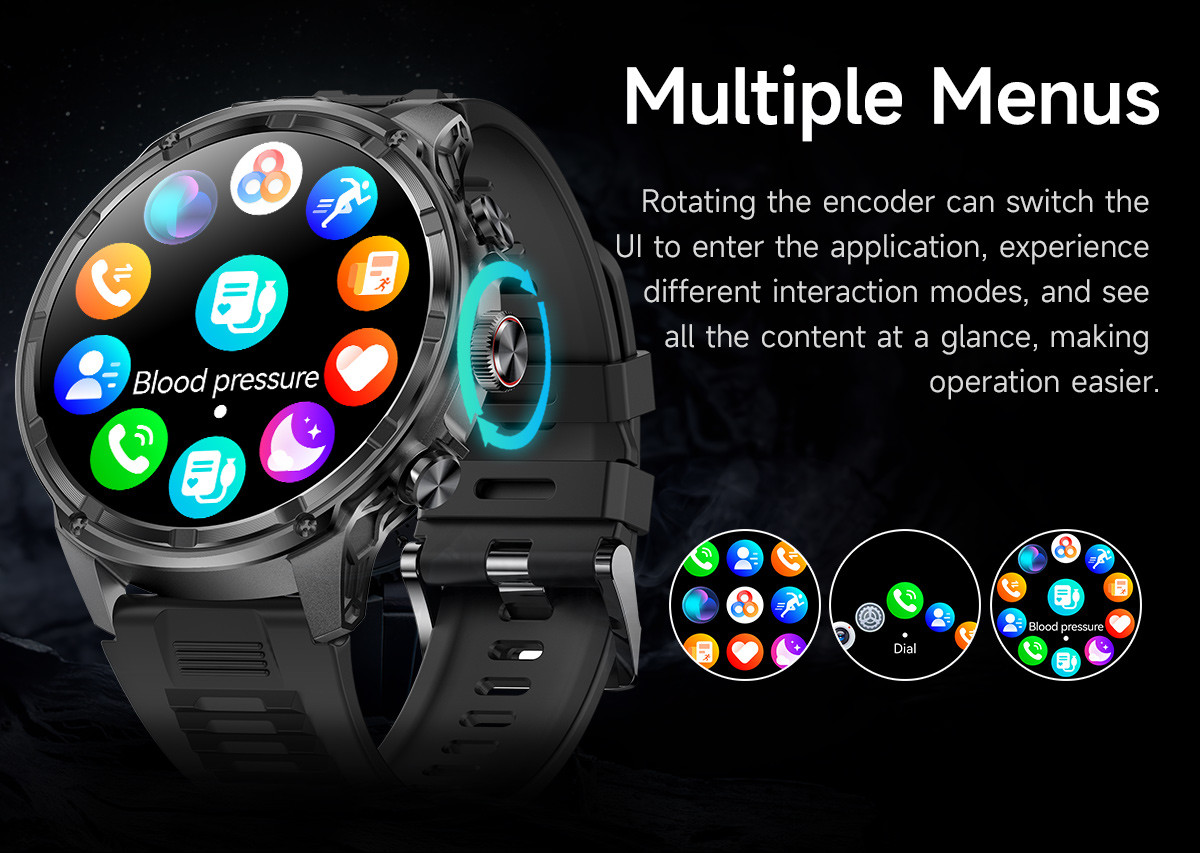 V99 Heart Rate Outdoor Smart Watch 1.85" Round Screen Sports Flashlight