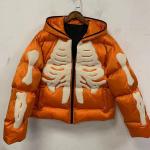 OEM Unisex Zip up Hoodie Custom Skeleton Chenille Embroidery Logo Puff Jacket