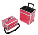 3 in 1 Professional Red Pro Makeup Case With Trolley,Aluminum Trolley Makeup