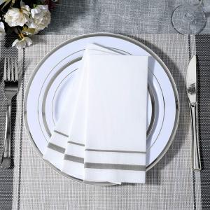 Wholesale SGS White Paper Table Cover , Airlaid Disposable Linen Tablecloth OUCHAME from china suppliers