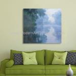 Green Claude Monet Oil Paintings Reproduction Misty Morning on the Seine