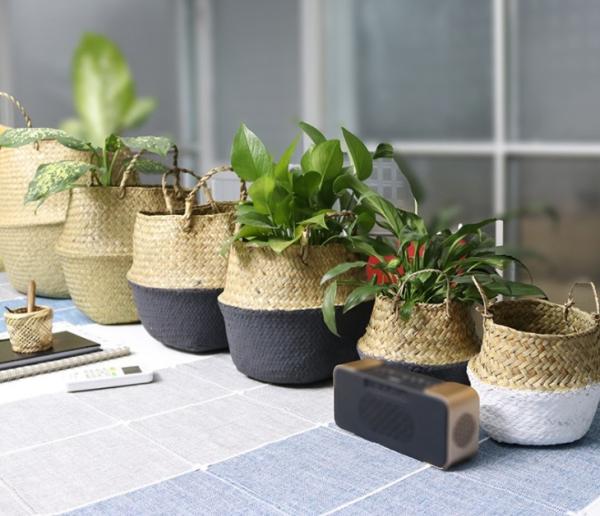 Handicraft Natural Seagrass Storage Basket With Handle ECO Friendly Kids Toy