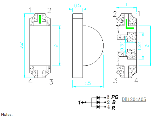 PCB 1204 1206 RGB SMD LED With Right Lens , Full Color Chip LED epistar sanan chip 25mA